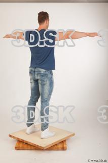 Whole body blue tshirt light blue jeans modeling t pose…